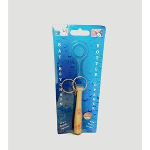 CLEVELAND INDIANS GUARDIANS MINI BASEBALL BAT KEYCHAIN KEY RING W/BOTTLE OPENER